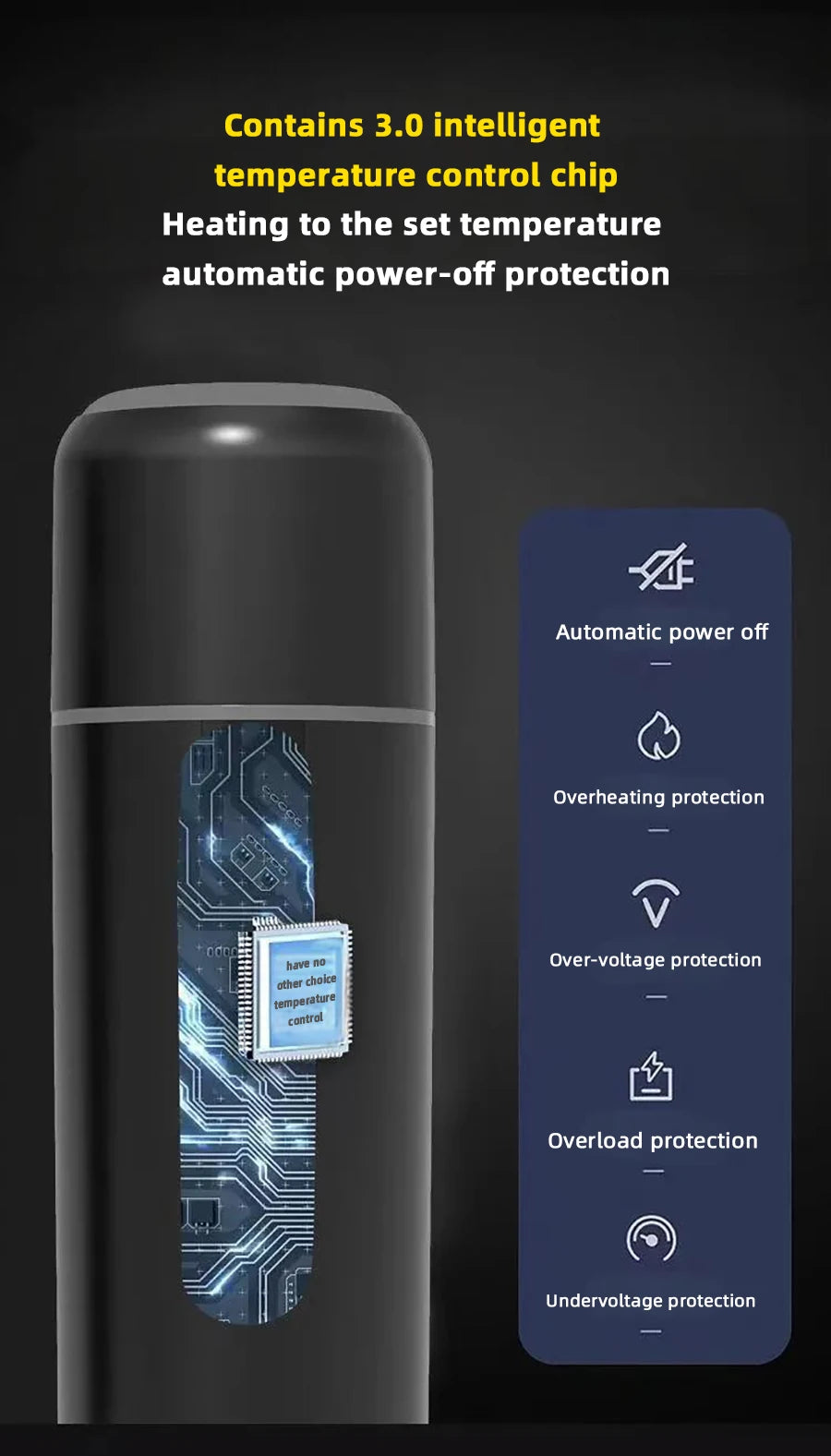 Electric Kettle 12V24V Portable Car Heating Cup 500ml Travel Heating Touch Screen Intelligent Adjustable Temperature Thermal Cup