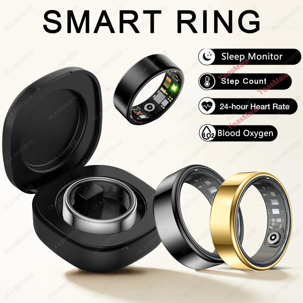 2025 New Smart Ring Men Women, Heart Rate Blood Oxygen and Sleep Monitor Smartring IP68 & 5ATM Waterproof, Multi-sport Mode Ring