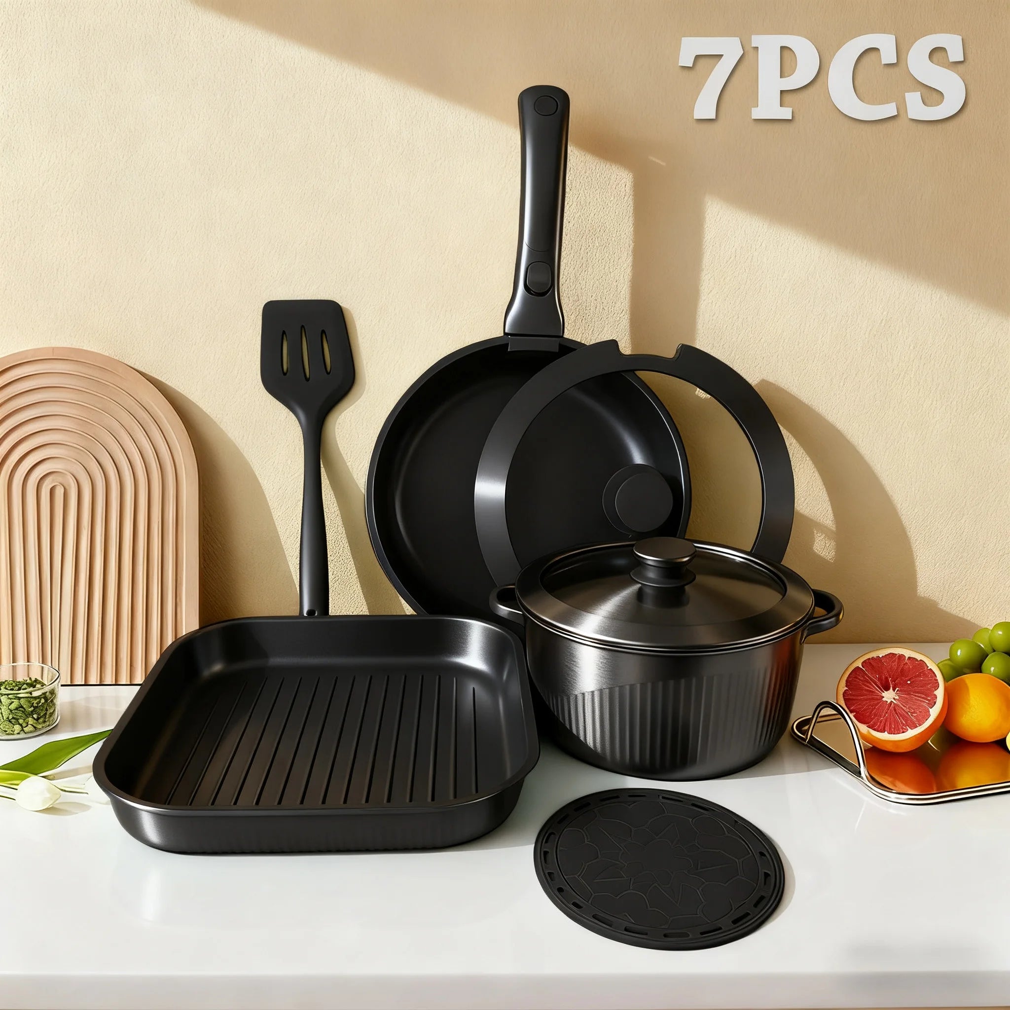 Pots and Pans Set, Nonstick Cookware Set Detachable Handle, Induction Kitchen Cookware Sets , RV Cookware Set, Oven Safe