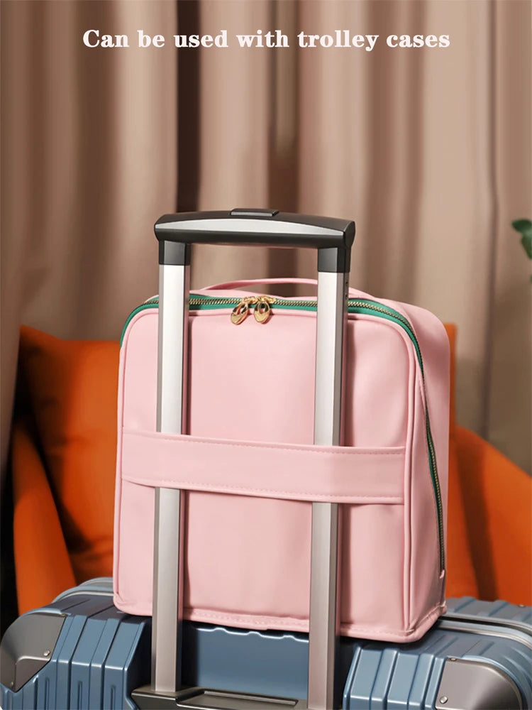 Large-capacity cosmetic bag, convenient and can be hung on a suitcase, travel makeup essential, vertical pencil case storage bag