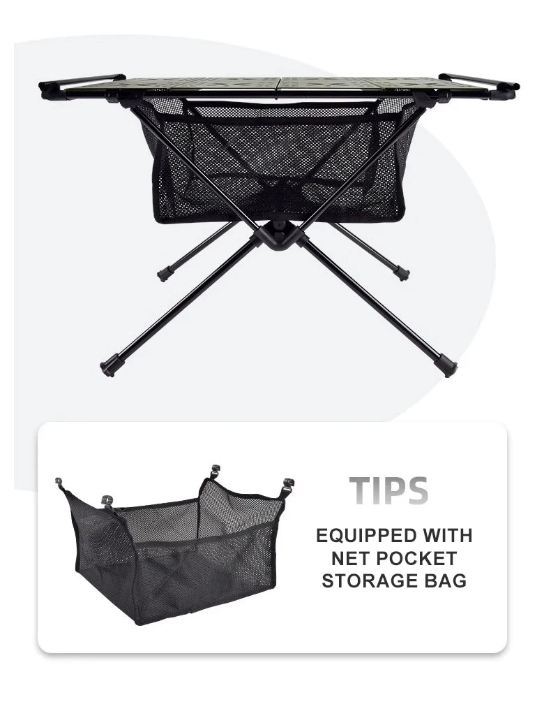 WESTTUNE Camping Folding Table Portable Aluminum Alloy Lightweight Table with Accessories Multifunctional Outdoor Table
