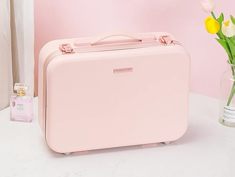 Lighted Makeup Case with Mirror - Portable Travel Makeup Organizer with LED Mirror, 3 Light Settings, Rechargeable Makeup Bag w