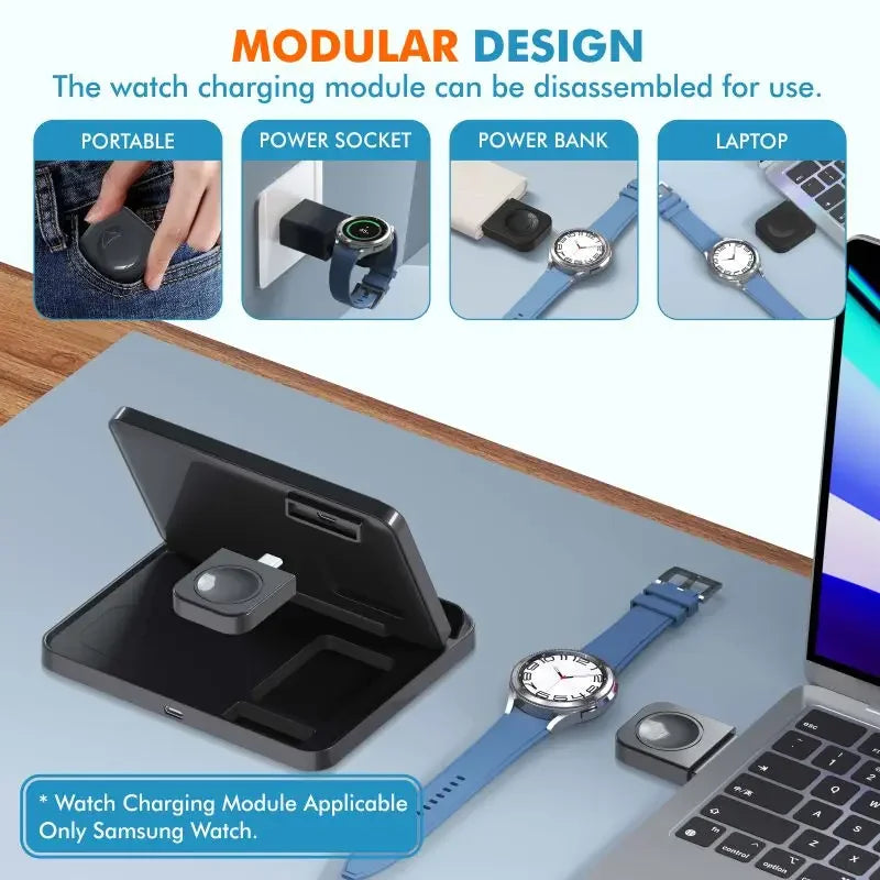 3 in 1 Wireless Charger Stand For Samsung Z Fold Zflip5 S24 S23 Ultra Galaxy Watch 6 5 Buds2 Foldable Fast Charging Dock Station