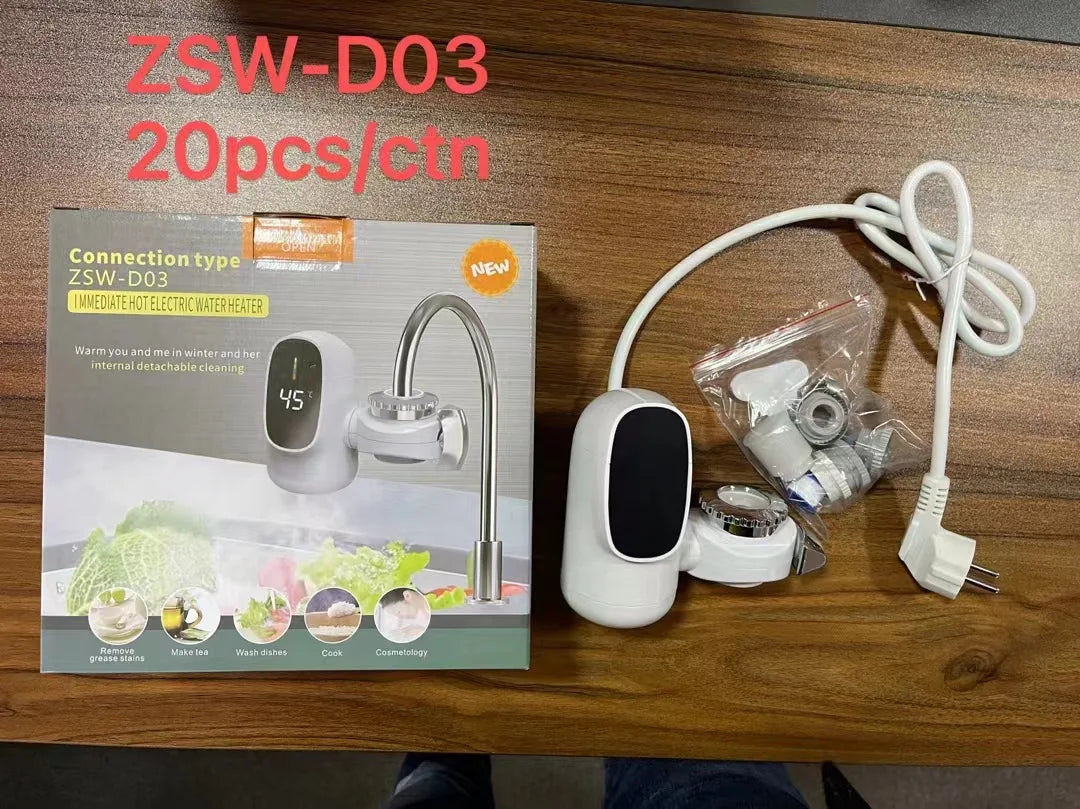 3000W Instant Hot Water Heater Faucet Electric Tankless for Kitchen Fast Heating Tap with Temperature Display