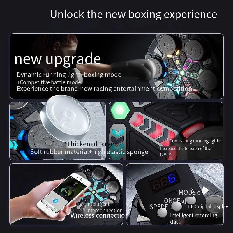 Rhythm Box Music Boxing Target Interactive Exercise Equipment with Light Response for Stress Relief And Coordination Training fo