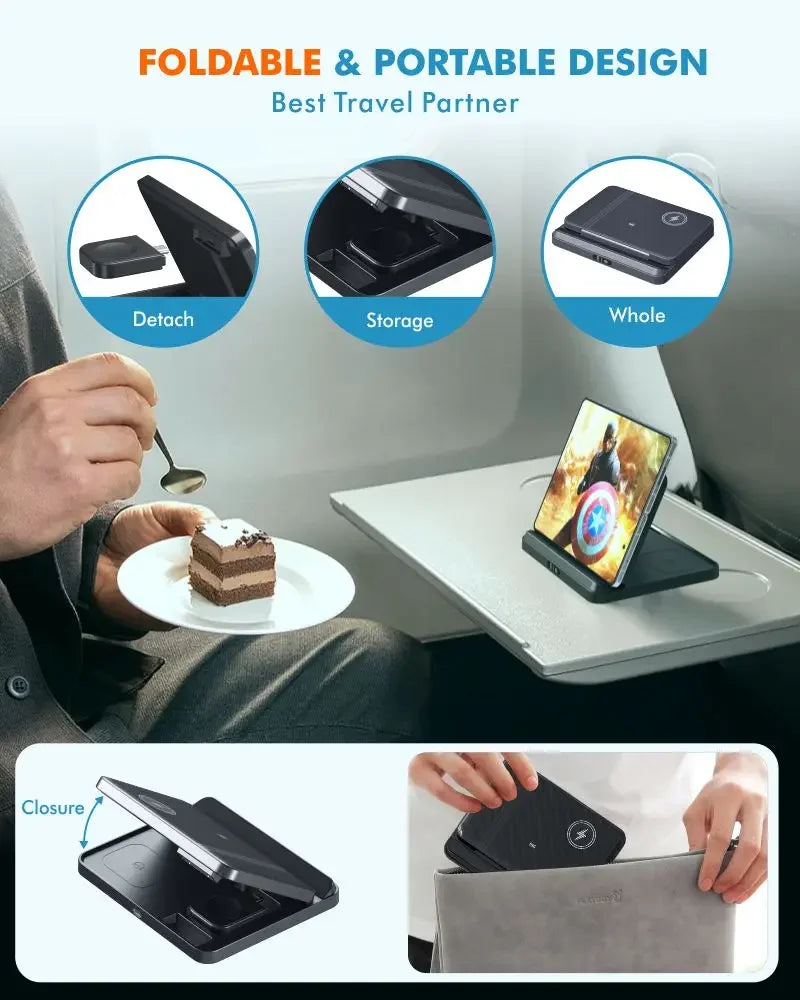 3 in 1 Wireless Charger Stand For Samsung Z Fold Zflip5 S24 S23 Ultra Galaxy Watch 6 5 Buds2 Foldable Fast Charging Dock Station