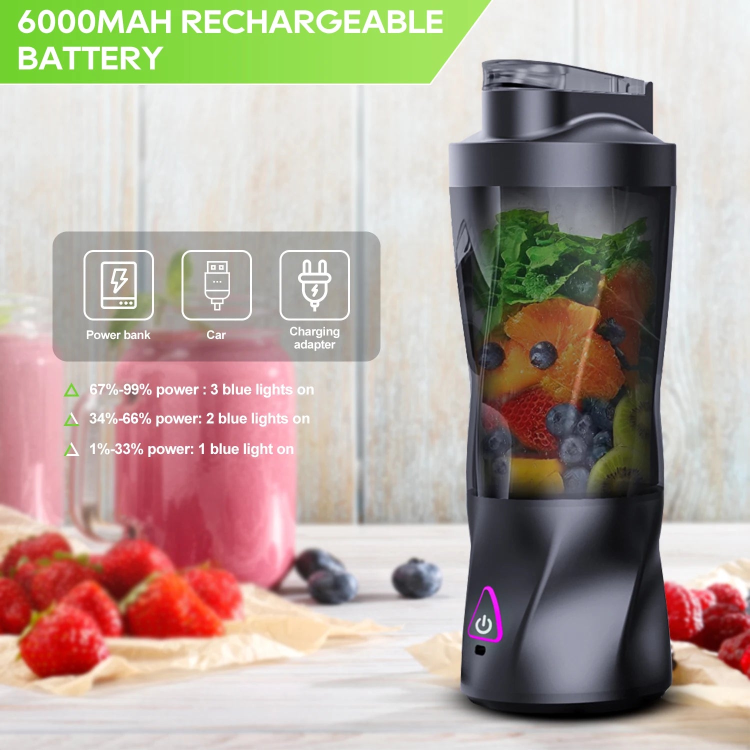 Electric Portable Juicer Fresh Fruit Mixer 700ML Multifunctional USB Rechargeable Shakes Smoothie Blender Outdoor Mixing Cup