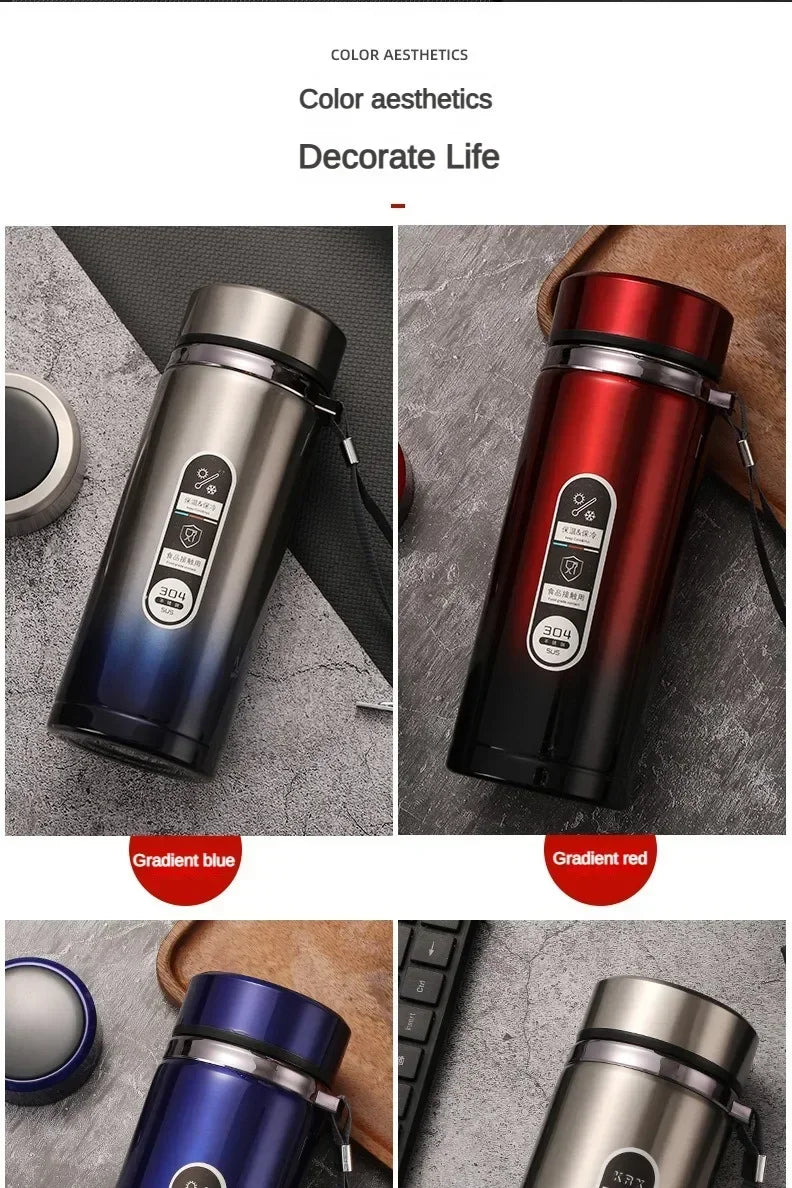 800ML-1L Stainless Steel Thermos Bottle 304 Tea Bottle Car Vacuum Bottle with LED Temperature Display Portable Drinking Cup