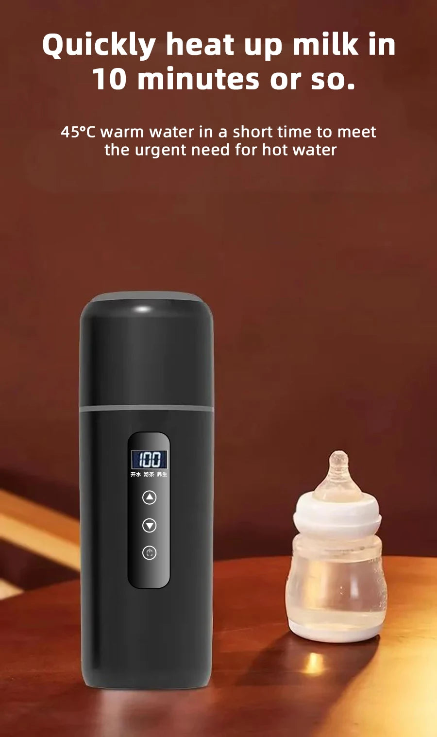 Electric Kettle 12V24V Portable Car Heating Cup 500ml Travel Heating Touch Screen Intelligent Adjustable Temperature Thermal Cup