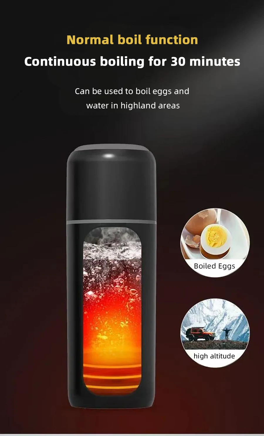 Electric Kettle 12V24V Portable Car Heating Cup 500ml Travel Heating Touch Screen Intelligent Adjustable Temperature Thermal Cup