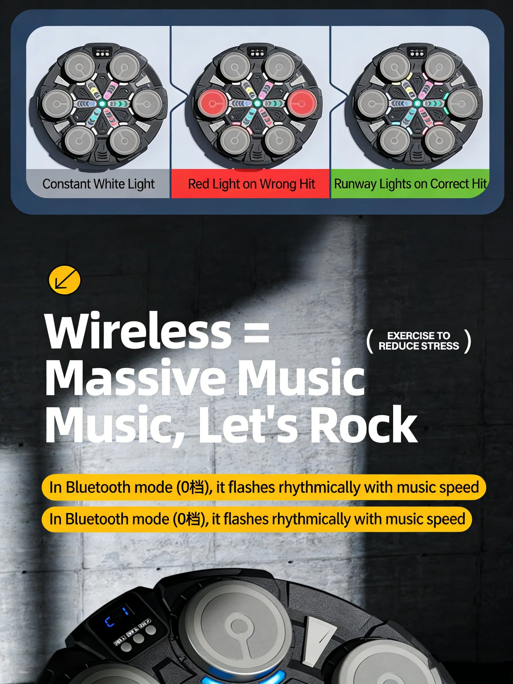 Rhythm Box Music Boxing Target Interactive Exercise Equipment with Light Response for Stress Relief And Coordination Training fo