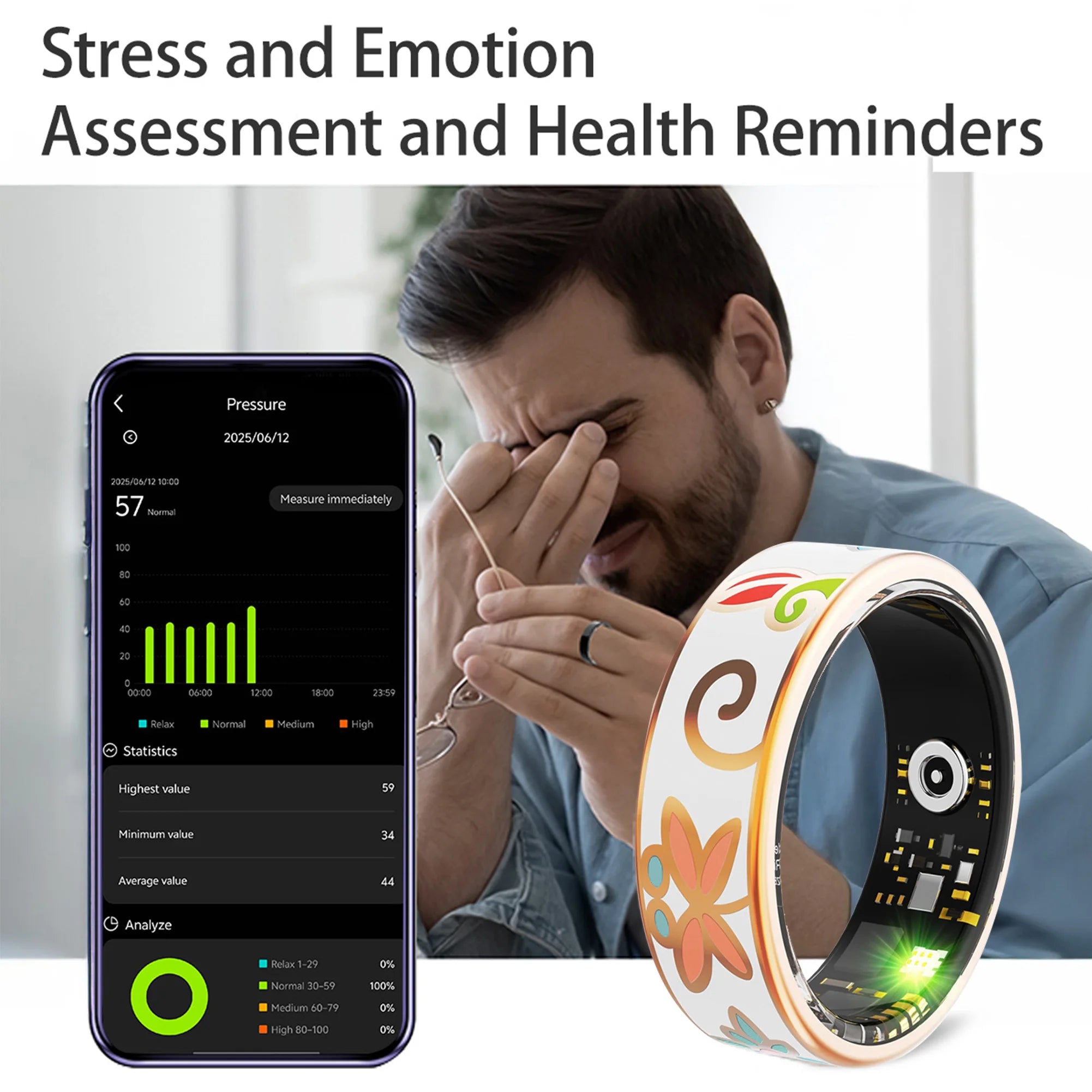 NEW Healthy Smart Ring 5 ATM Waterproof Wireless Call Heart Rate/Sleep/Blood Oxygen Monitoring For Xiaomi Android/IOS Men Women