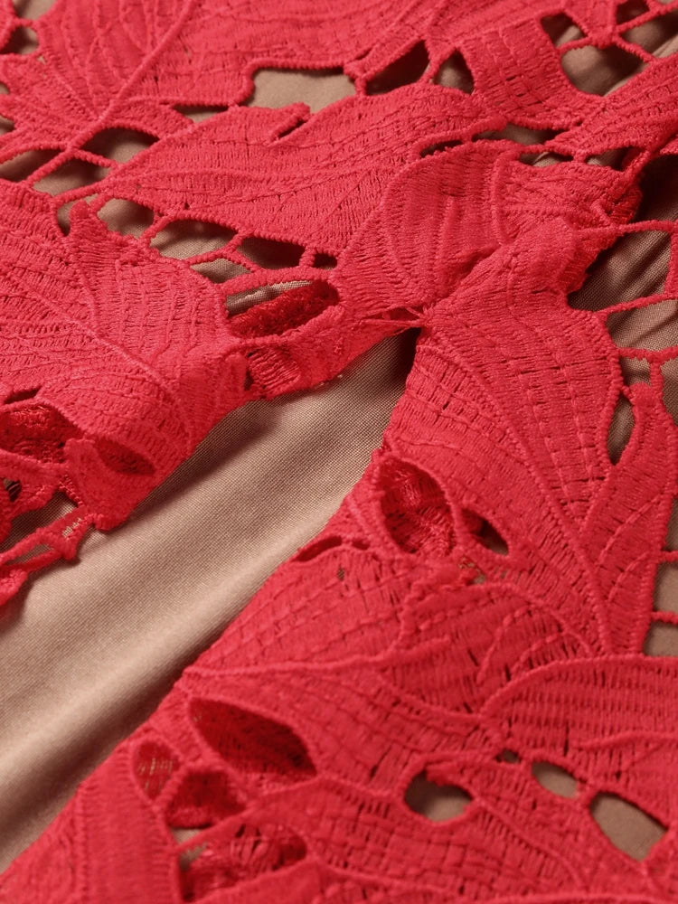 Lace Crochet Bow Slip Dress Hollow Out Slim Fit Club Party Gown Robes Sexy Backless Women Vacation Beach Suspender Long Dresses