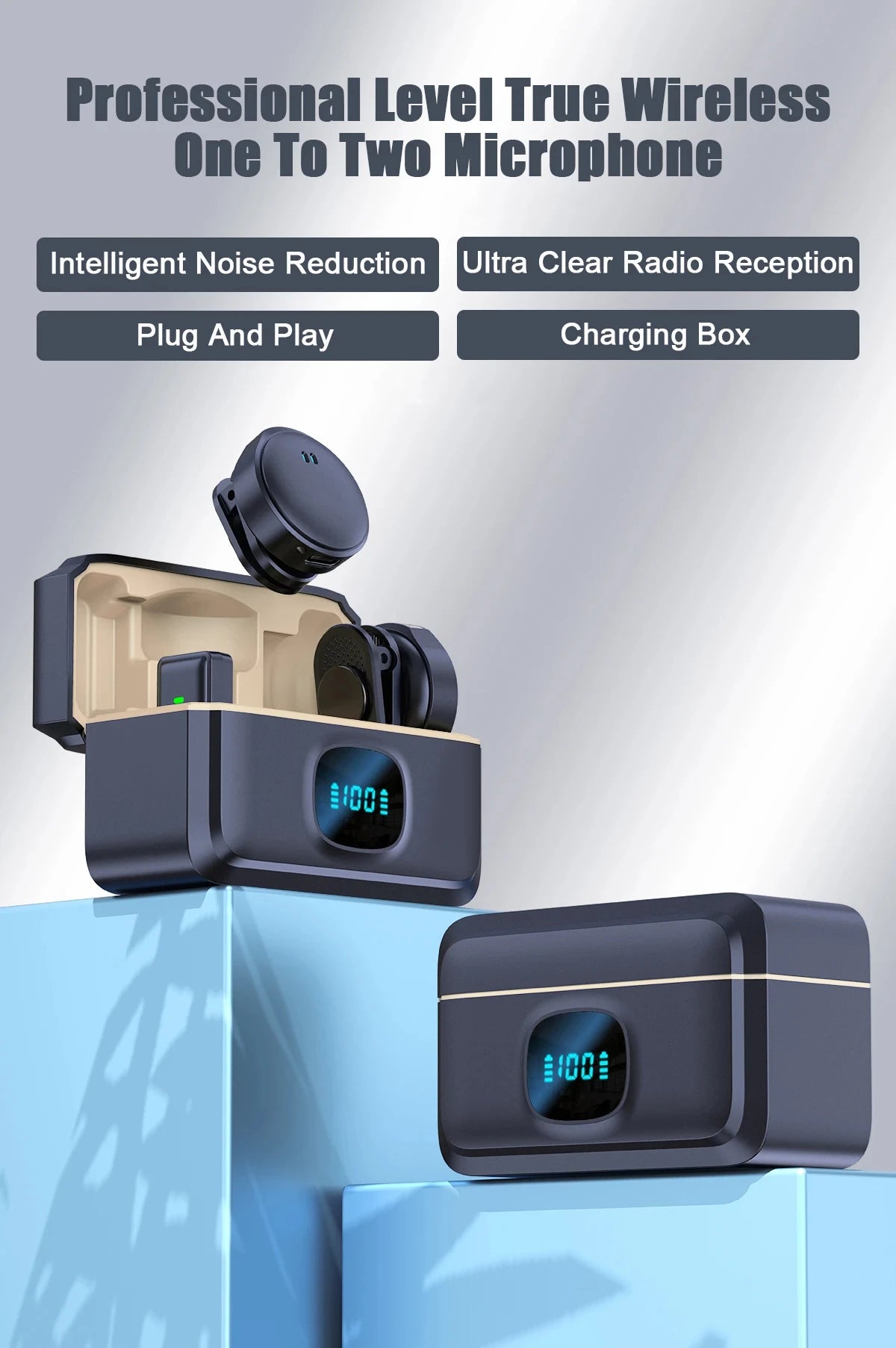 Lavalier Microphone 2.4GHz Wireless Microphone Magnetic Suction Microphone With Charging Case For Video Recording Plug and Play