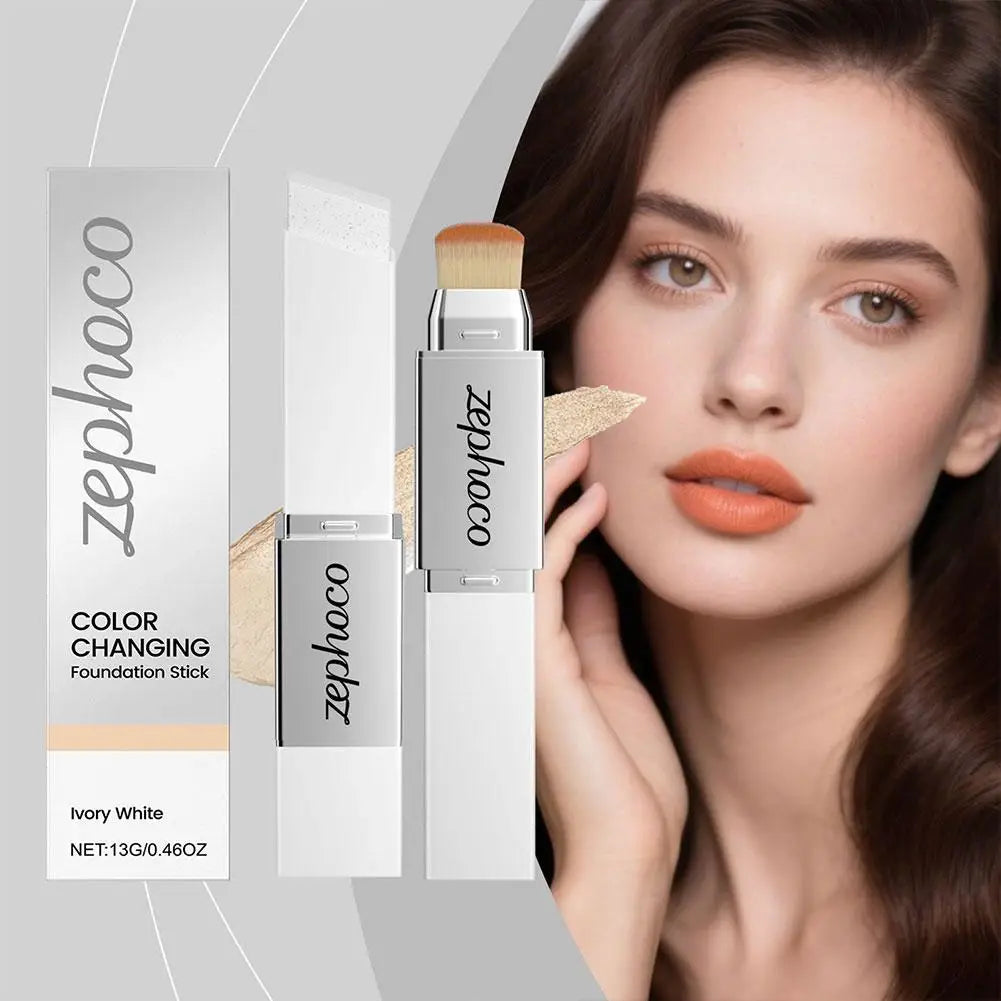 ZEPHOCO 2 in 1 Color Changing Foundation Make-up Stick Long Lasting Moisturizing Makeup High Concealer Power Makeup Korean