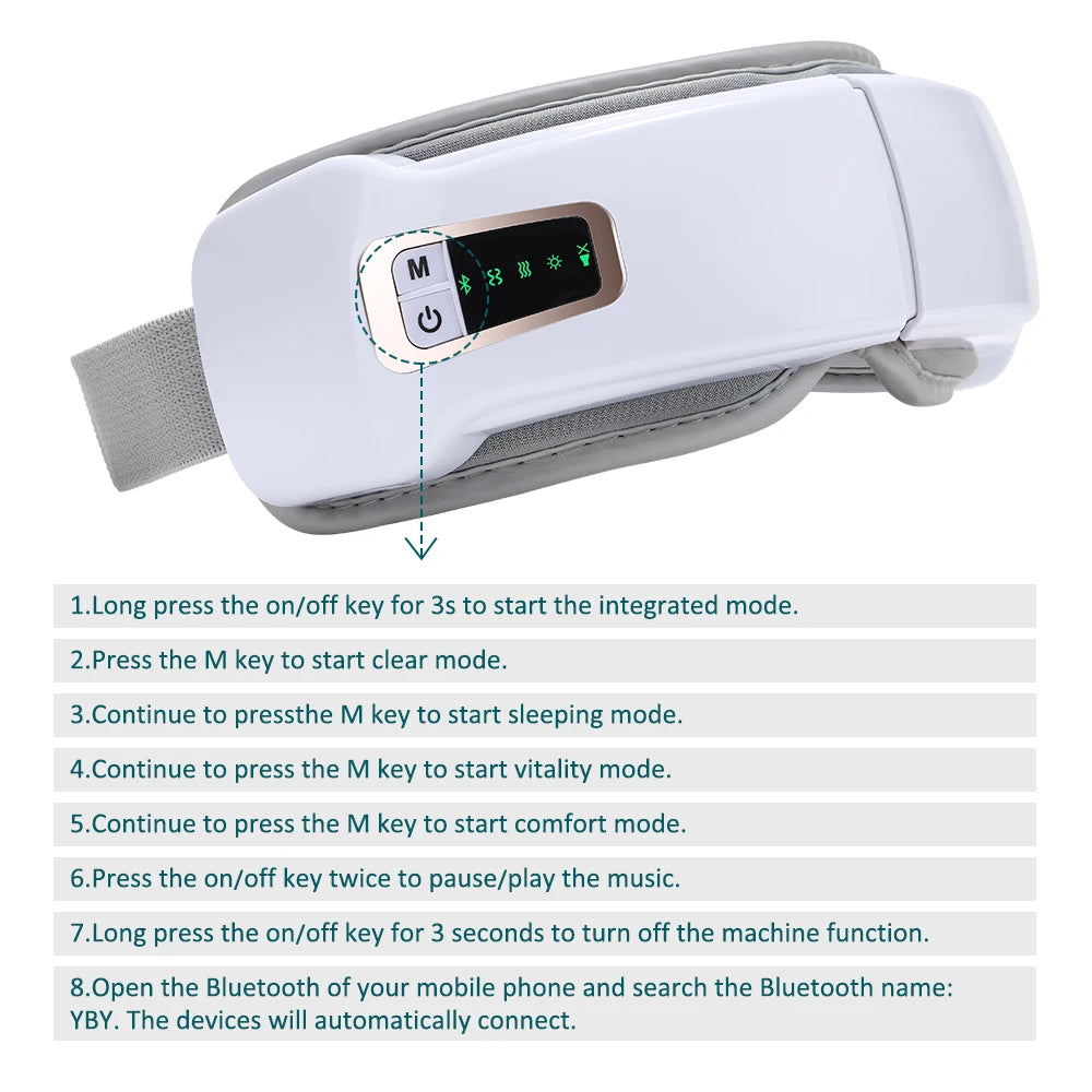 Eye Massager with Heat Smart Eye Care Device with Music for Migraines Relax Reduce Eye Strain Dark Circles Eye Bag Improve Sleep