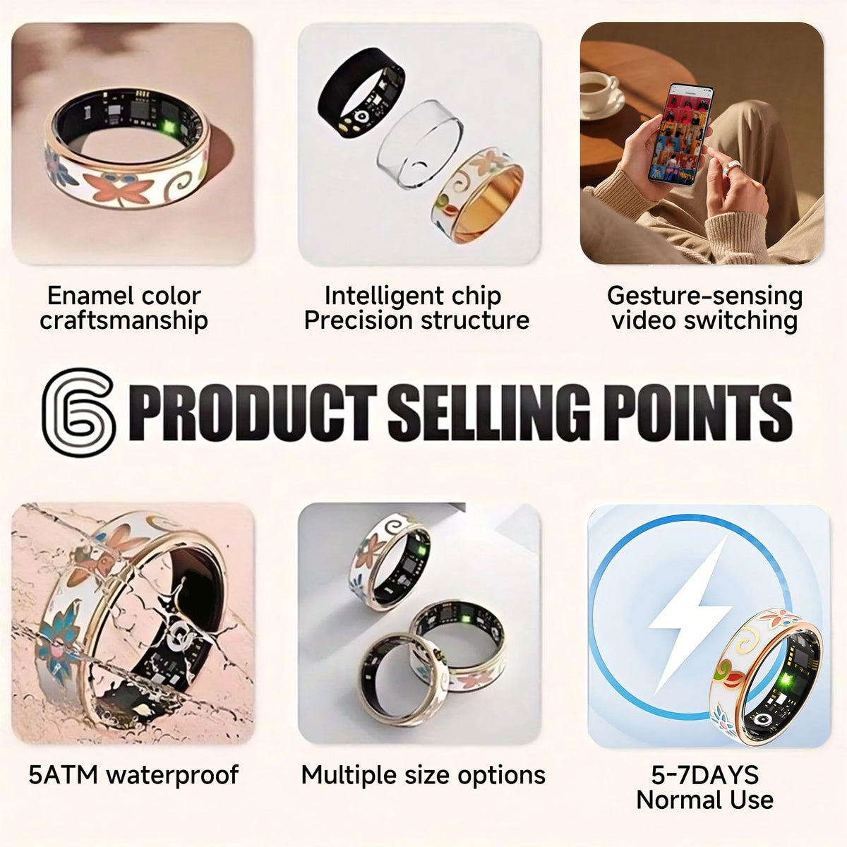 NEW Healthy Smart Ring 5 ATM Waterproof Wireless Call Heart Rate/Sleep/Blood Oxygen Monitoring For Xiaomi Android/IOS Men Women