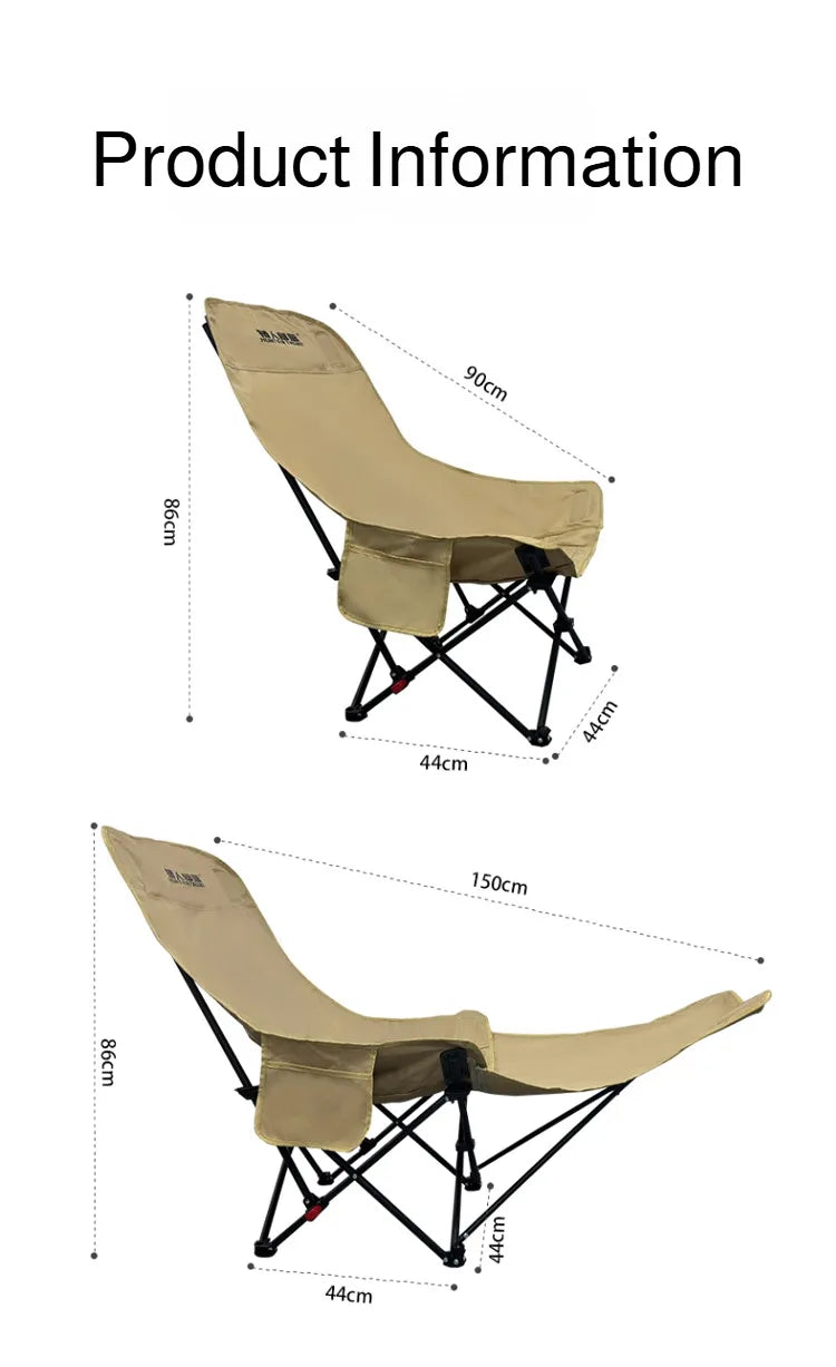 Portable Folding Chair Folding Recliner Curved Headrest Comfort Experience Easy Storage Lunch Foldable Recliner With Leg Rests