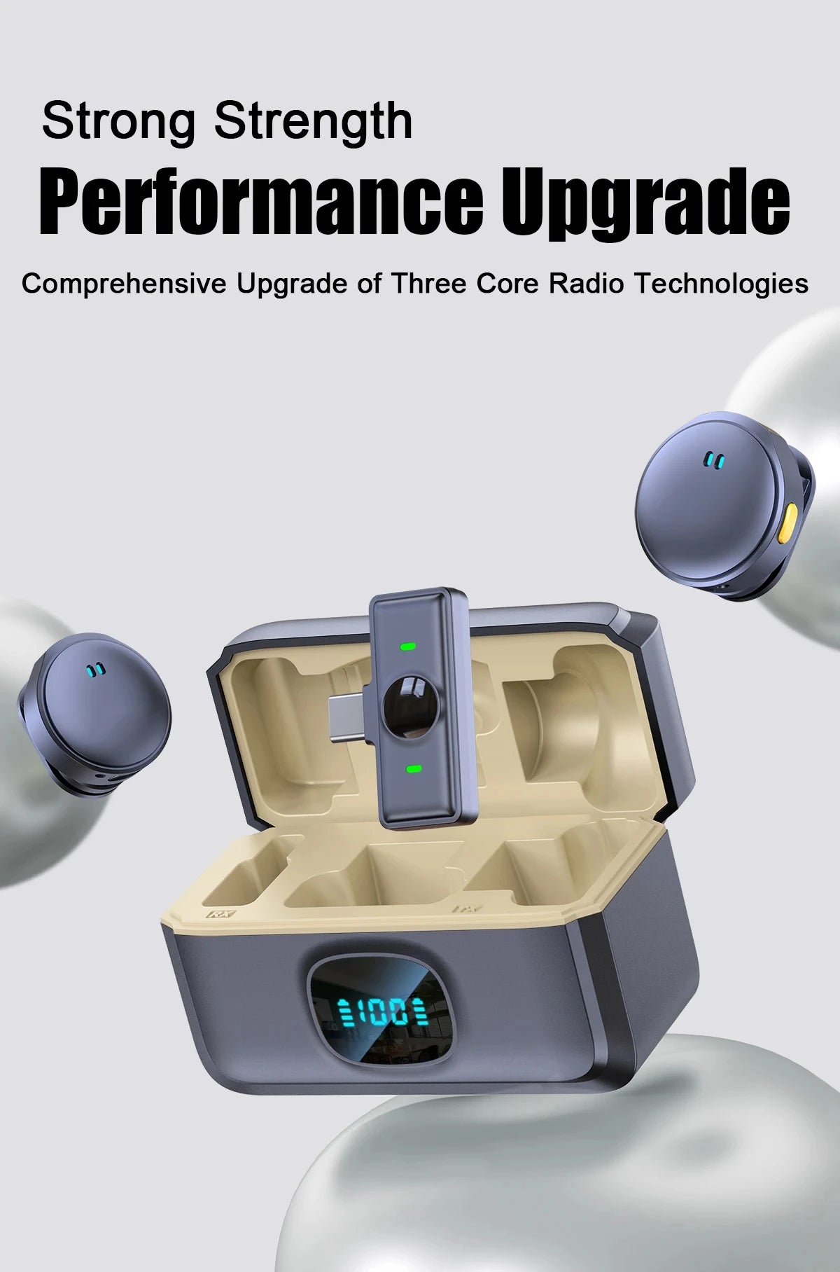 Lavalier Microphone 2.4GHz Wireless Microphone Magnetic Suction Microphone With Charging Case For Video Recording Plug and Play