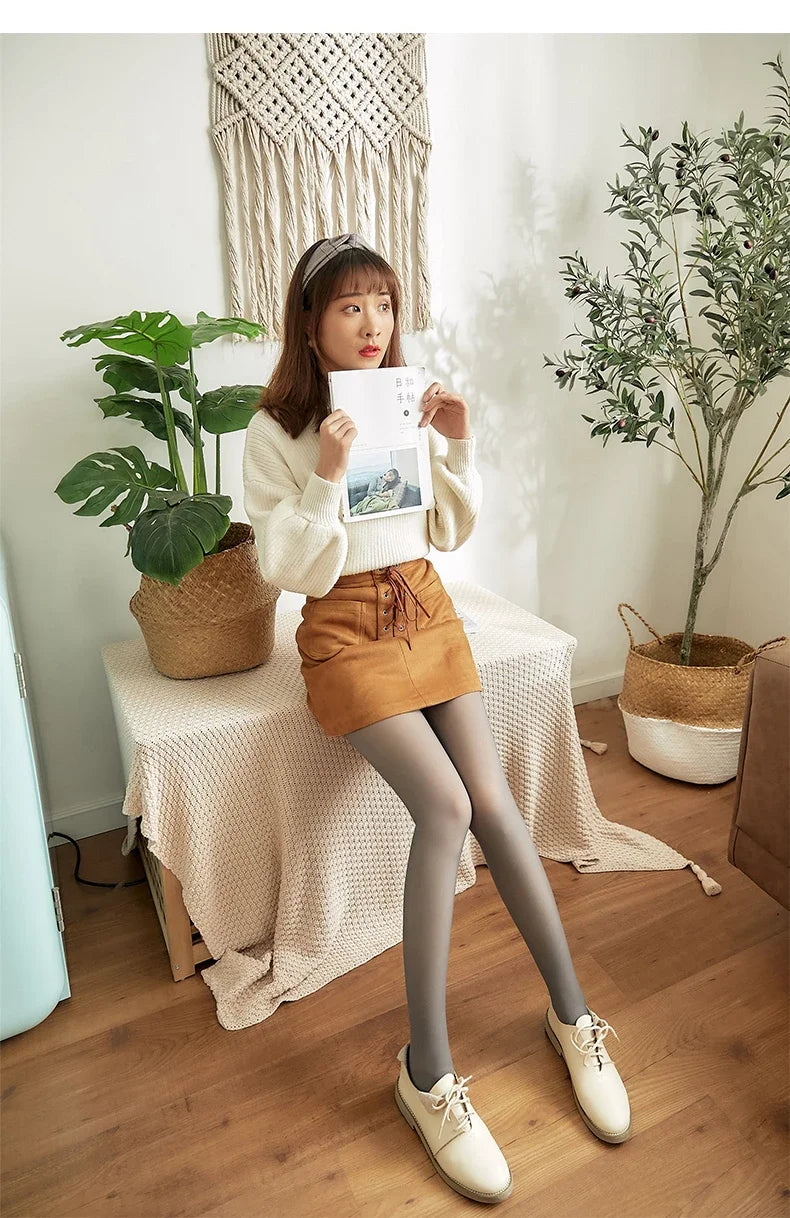 Thick Thermal Stockings Woman Warm Winter Sexy Translucent Velvet Tights Pantyhose Female High Waist Elastic Fleece Tights Women
