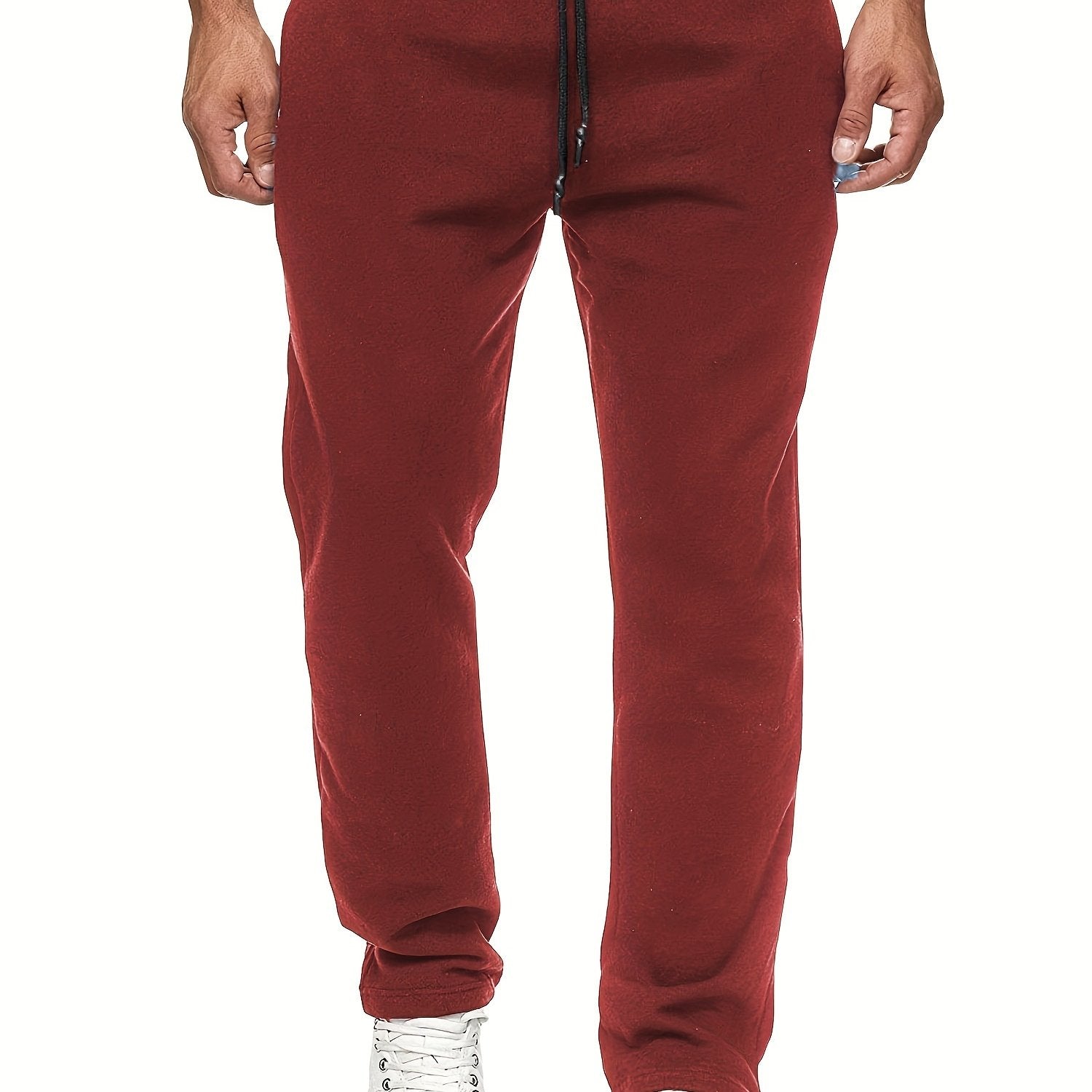 Men'S Fashion Casual Solid Color Fleece-Lined Joggers