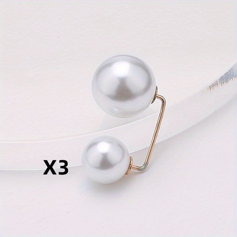 1/3pcs Waist Brooch Tightening Waistband Faux Pearl Pin Buckles Clothes Skirt Waist Pin Pants Buckle Brooches
