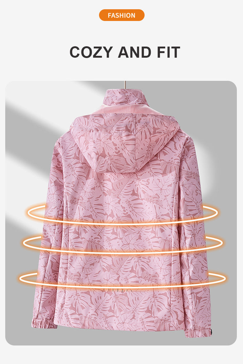 Women'S Windproof Jacket with Full-Zip Front - Lightweight Outdoor Coat, Stand Collar, Non-Stretch Fabric for Hiking, Camping, Travel - Bright Pink Windproof Shell (Spring/Fall/Summer) - Easy-Care Design, Hiking Gear, Camping