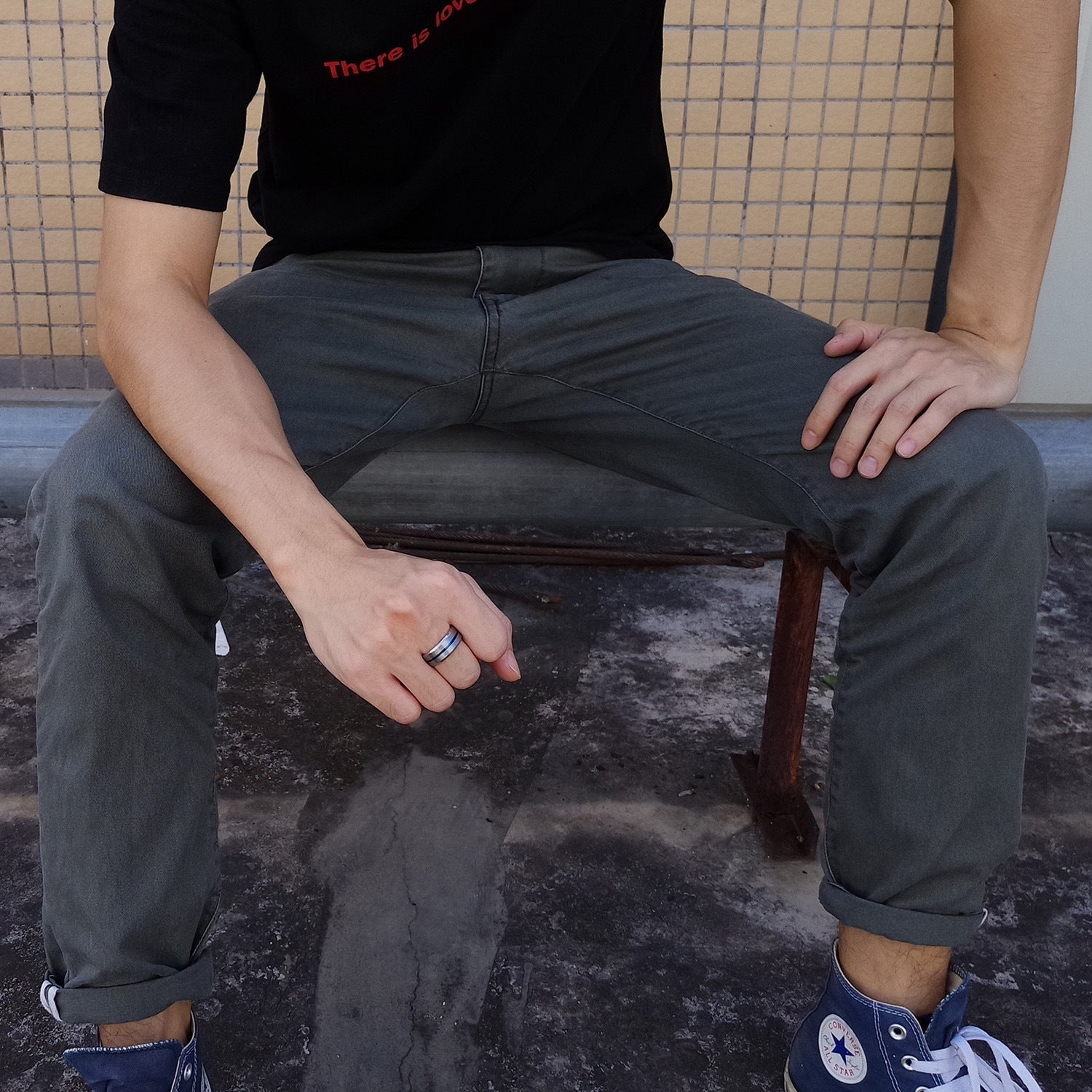 1pc 8mm Blue Tungsten Men's Ring - Heavy-Duty Carbide Ring, Blue, Durable Wedding, Anniversary Gift for Men, Casual Attire, Simple & Stylish Carbide