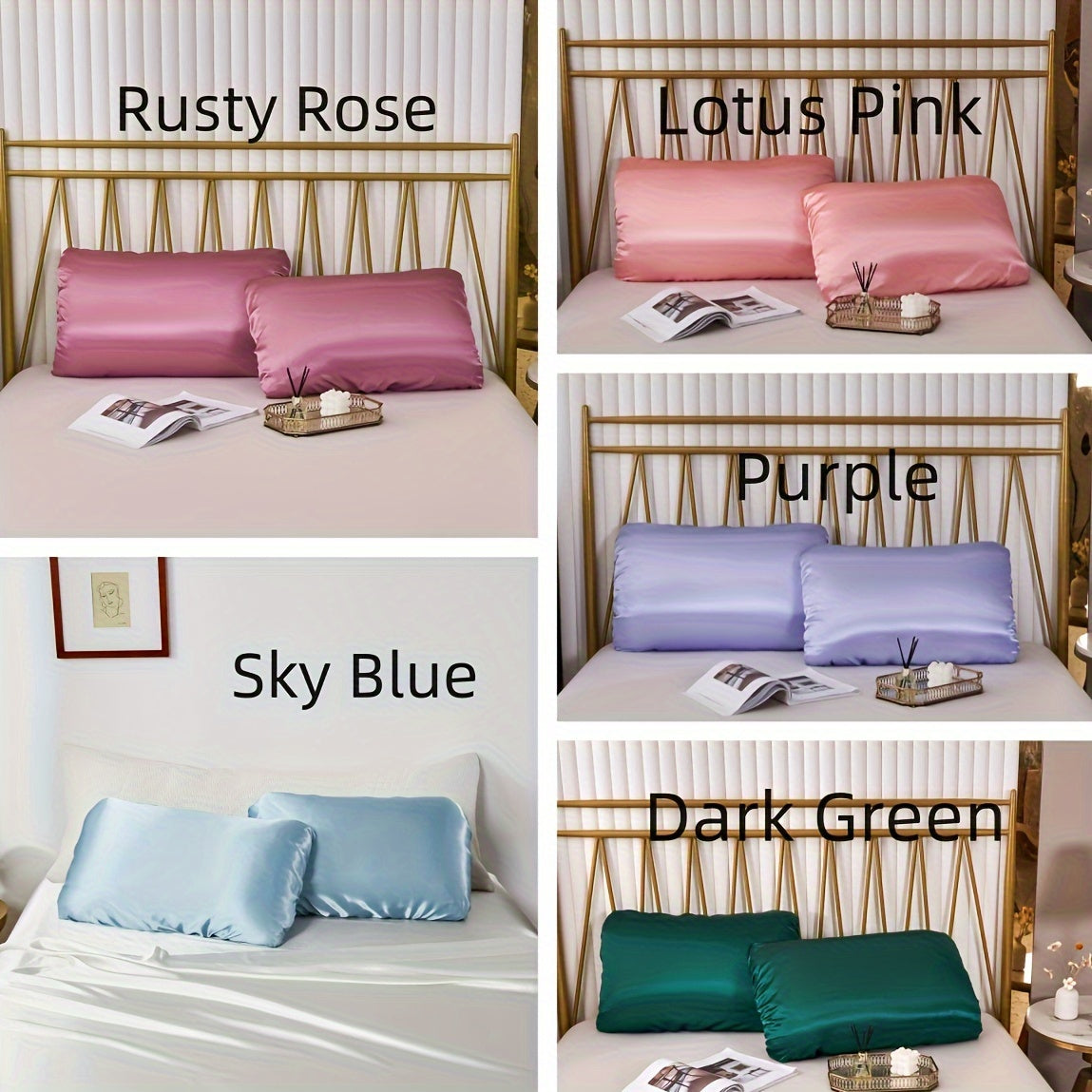 2pcs Soft And Breathable Satin Pillowcase With Elastic Cord - Perfect For A Comfortable Sleep In Your Bedroom