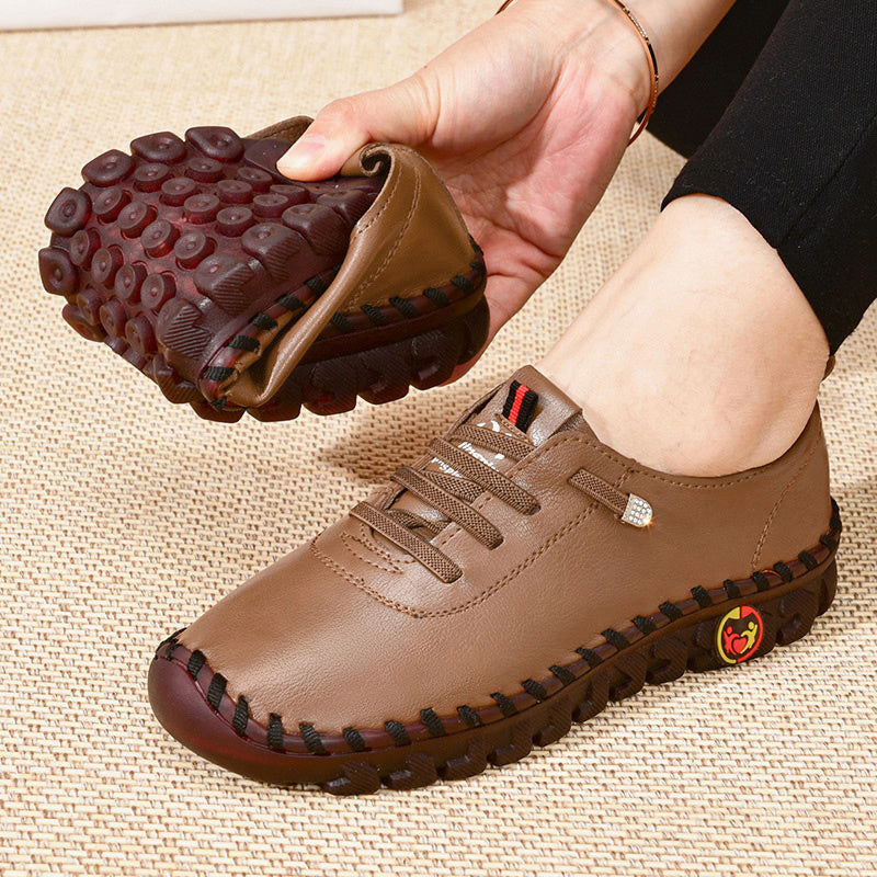 Women's / Round-Toe Flat Shoes with Spoils Accent - Casual Comfortable All-Season Sneakers, PVC Sole & Soft, Breathable for Square Dance, Casual Attire - Upper (North America/Europe Style)