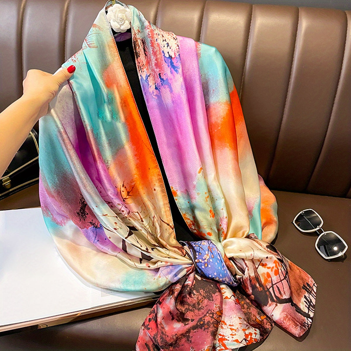 35.4"×70.9" Elegant Landscape Print Scarf Shawl - Windproof, Trendy, and Versatile Outdoor Wrap for Women - Stylish Hijab, Perfect for Any Occasion