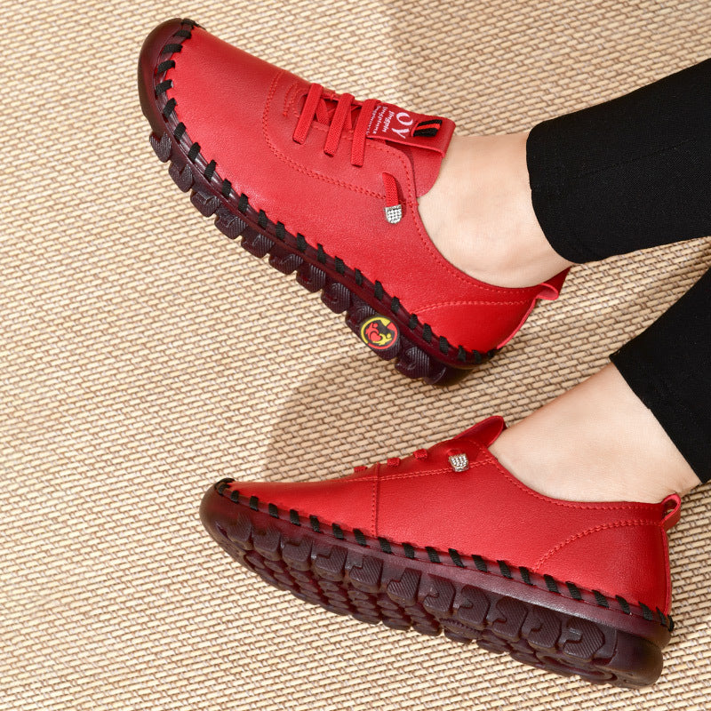 Women's / Round-Toe Flat Shoes with Spoils Accent - Casual Comfortable All-Season Sneakers, PVC Sole & Soft, Breathable for Square Dance, Casual Attire - Upper (North America/Europe Style)