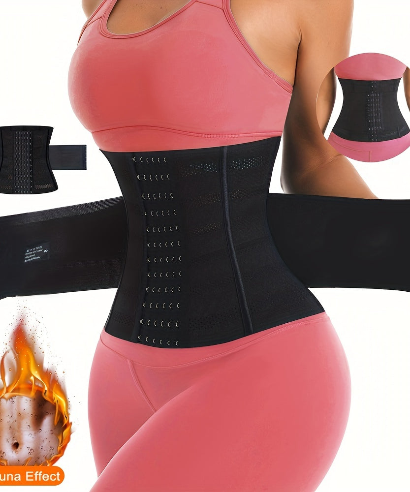 1pc Breathable Polyester Waist Cincher for Women - Medium Control Posture Improvement Shapewear with Adjustable Closure, Knit Fabric Weave, Hand Washable - 1pc