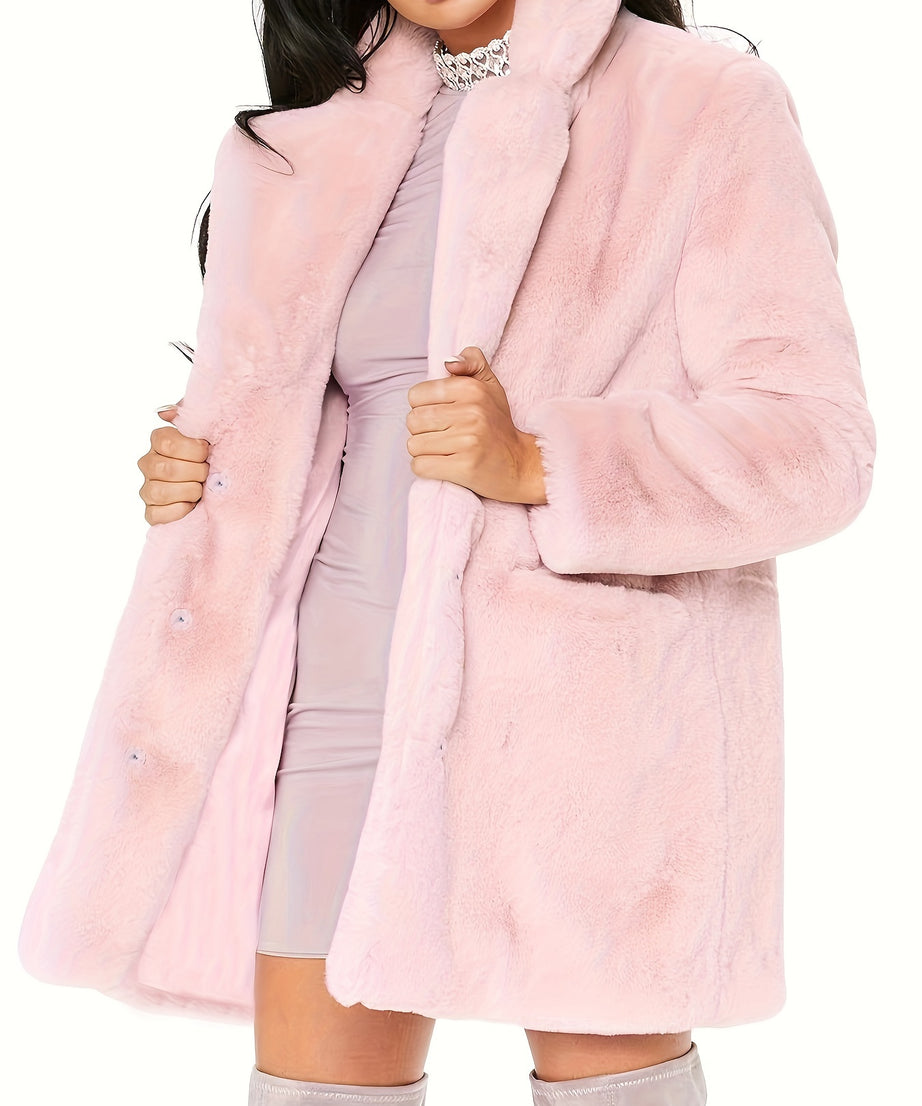 Winter Warm Plush Loose Coat, Casual Long Sleeve Fashion Teddy Outerwear, Women's Clothing