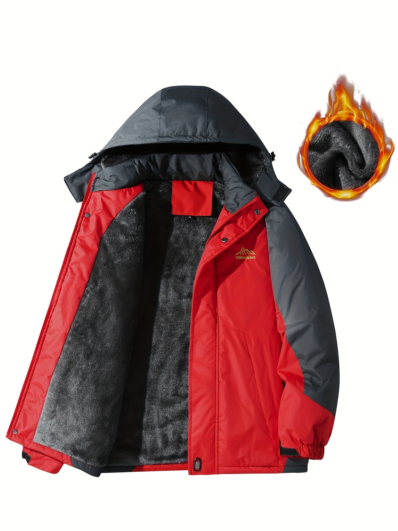 [Thick Hooded Jacket] Windproof Thick Color Block Hooded Jacket | Men's Casual Single-Layer Fleece Jacket for Fall Winter