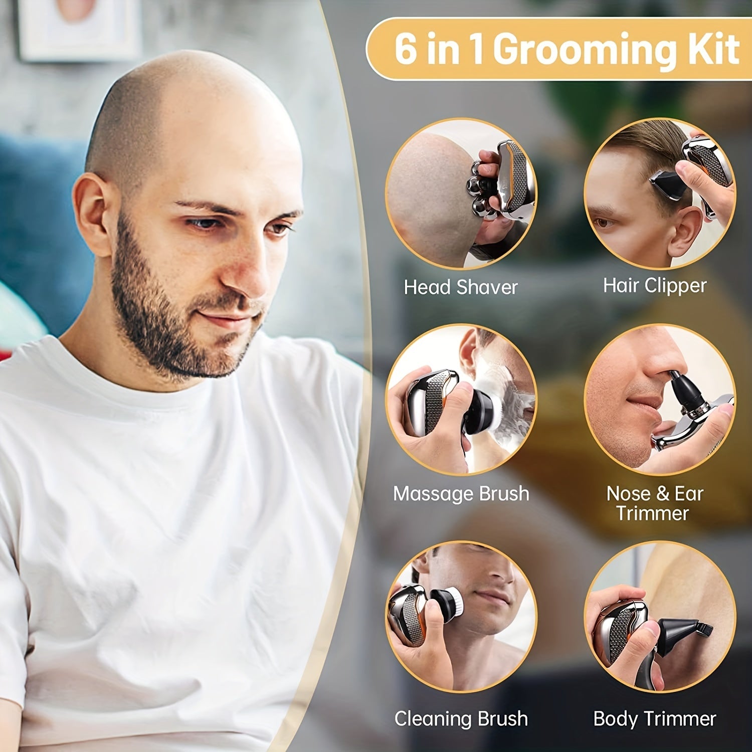 Men'S Electric Head Shaver Razor - Rechargeable Cordless Hair Shaving Razors for Bald persons