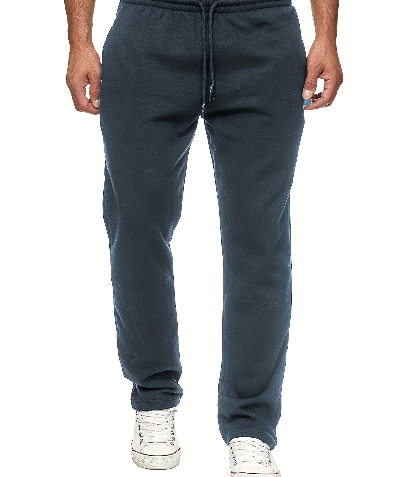 Men'S Fashion Casual Solid Color Fleece-Lined Joggers