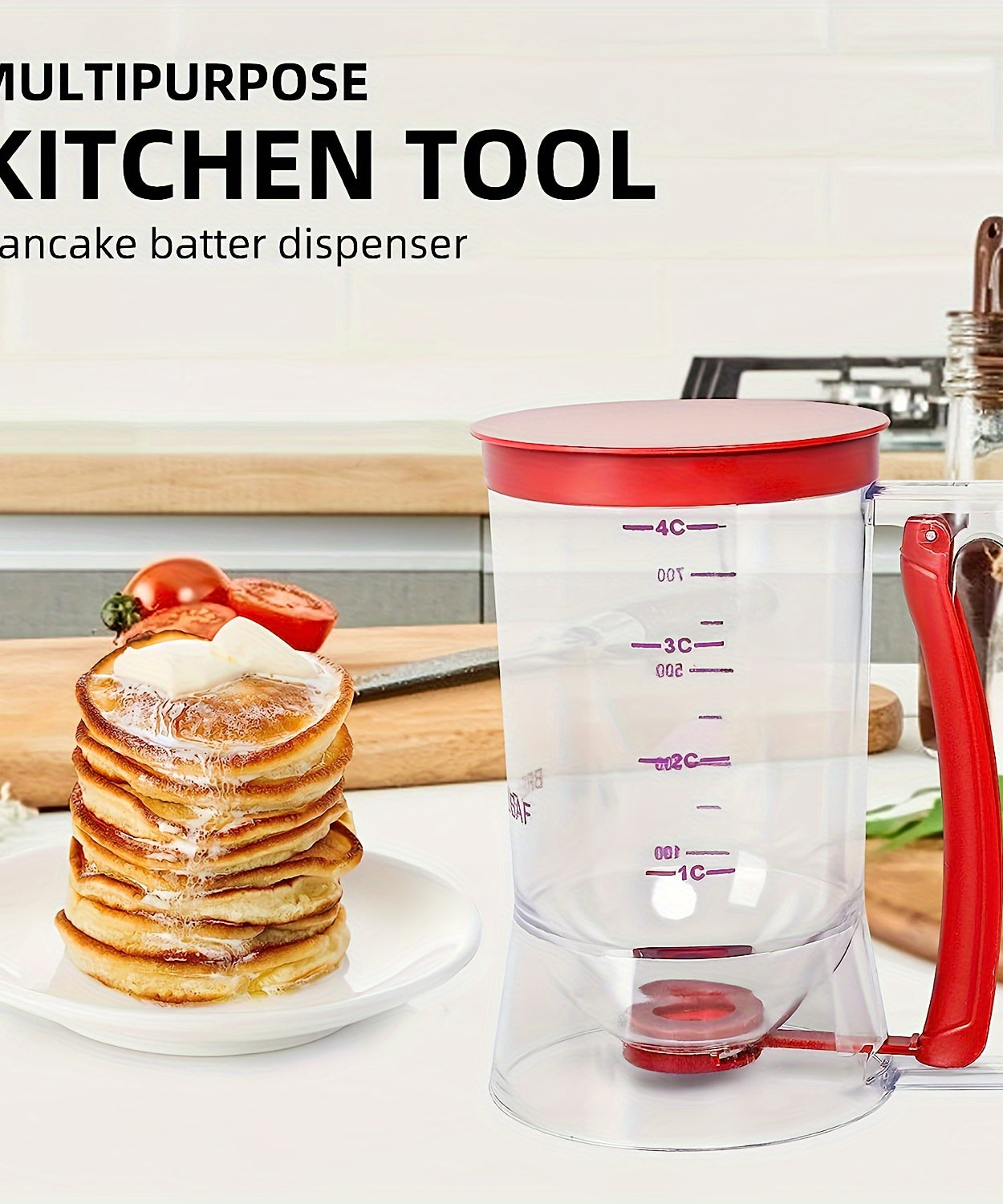 [Collapse Batter Dispenser] 1pc Collapsible Pancake Cupcake Batter Dispenser - Perfect Baking Tool For Cupcakes, Waffles, Muffin Mix, Or Any Baked Goods
