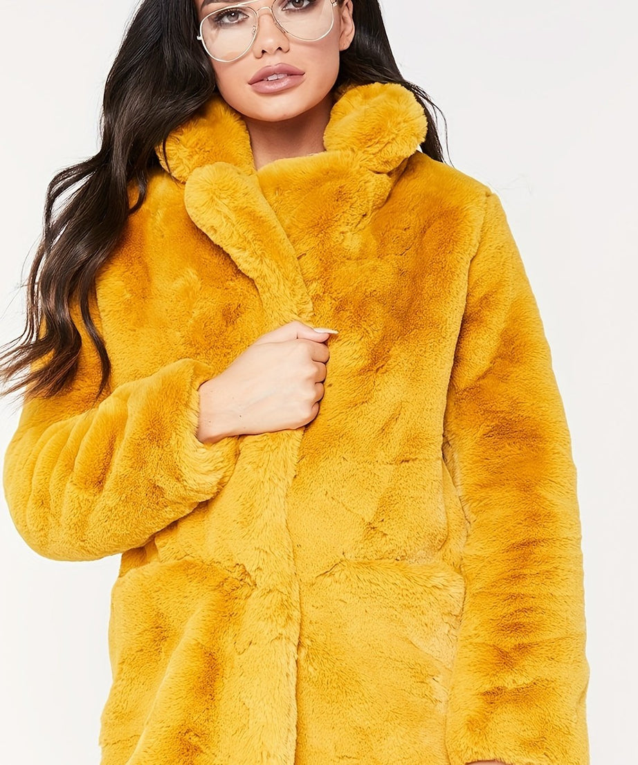 Winter Warm Plush Loose Coat, Casual Long Sleeve Fashion Teddy Outerwear, Women's Clothing