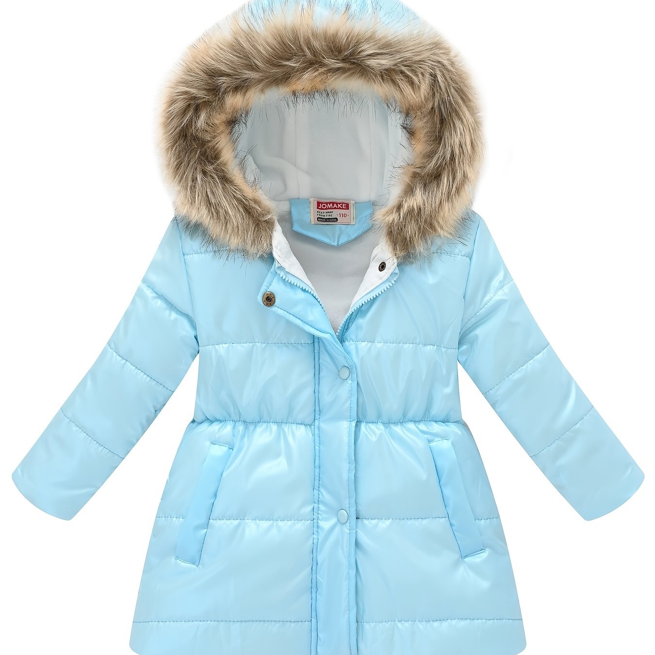 Children's Winter New Style Thickened Glossy Hooded Jacket for Boys and Girls, Mid-Length