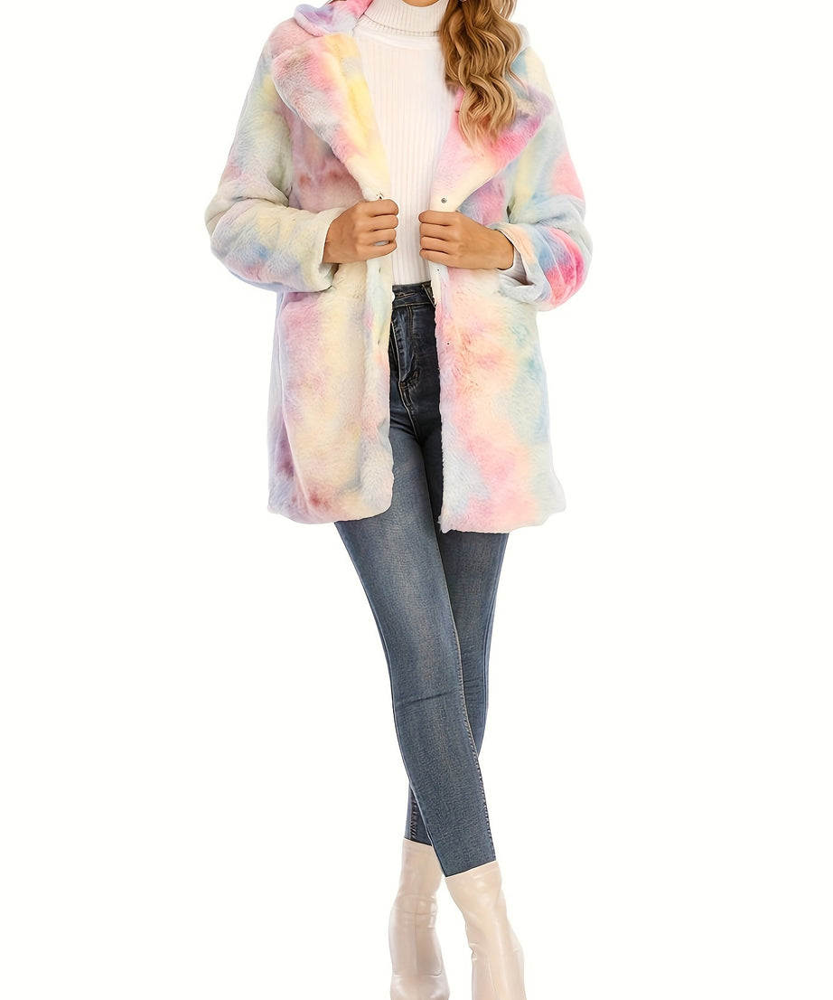 Winter Warm Plush Loose Coat, Casual Long Sleeve Fashion Teddy Outerwear, Women's Clothing
