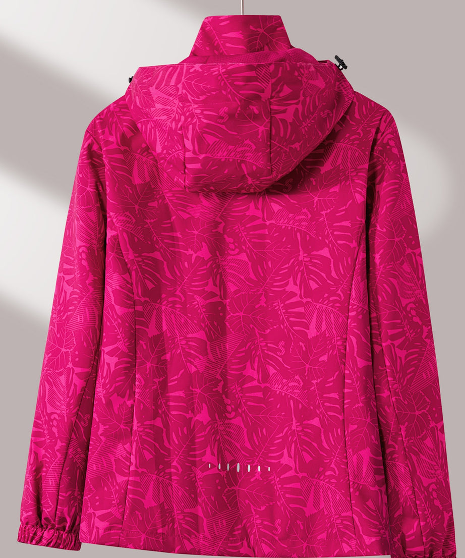 Women'S Windproof Jacket with Full-Zip Front - Lightweight Outdoor Coat, Stand Collar, Non-Stretch Fabric for Hiking, Camping, Travel - Bright Pink Windproof Shell (Spring/Fall/Summer) - Easy-Care Design, Hiking Gear, Camping