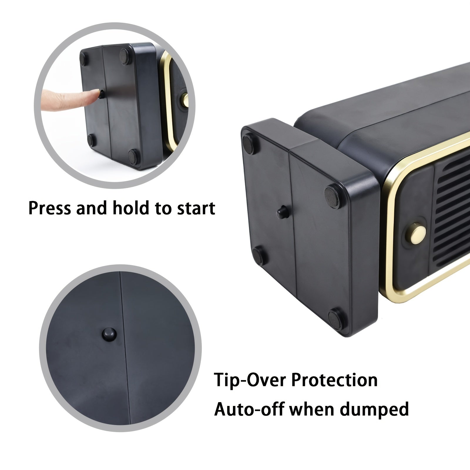 Quiet 500W Ceramic Electric Space Heater, Square Shape, 110-130V US Plug, No Energy Efficiency Rating, Tip-over Protection, Portable Heating Equipment for Bedroom, Living Room, Office