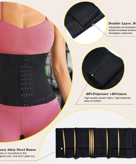 1pc Breathable Polyester Waist Cincher for Women - Medium Control Posture Improvement Shapewear with Adjustable Closure, Knit Fabric Weave, Hand Washable - 1pc
