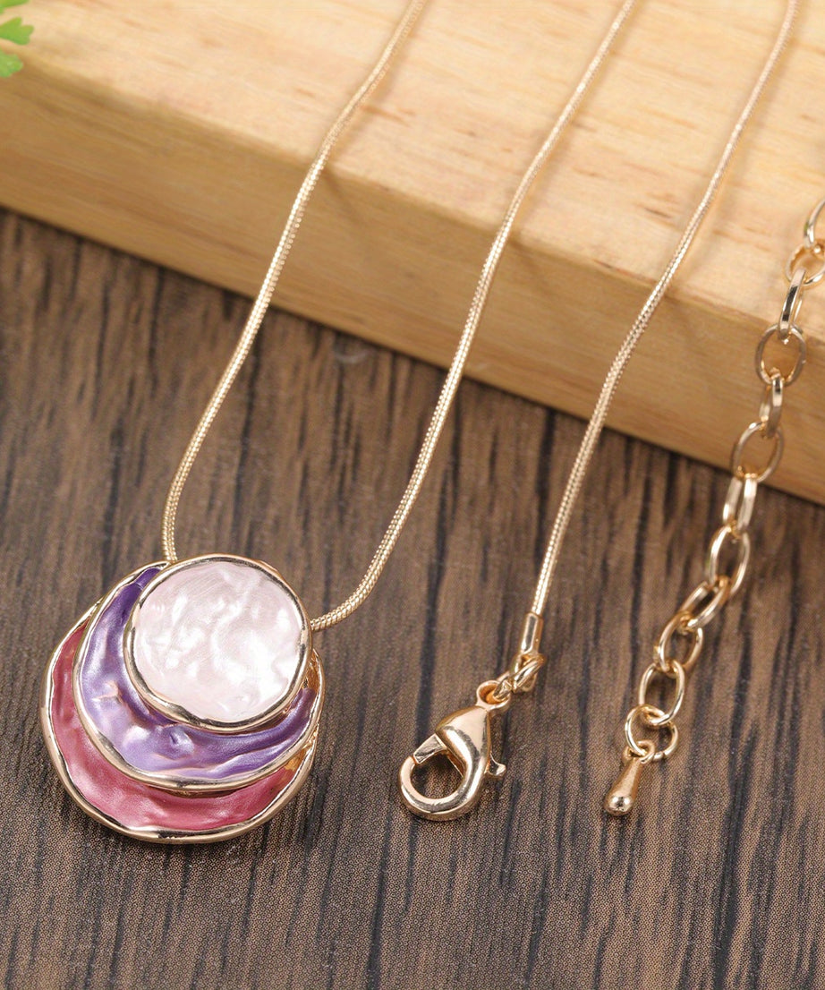 1pc Elegant Blue Enamel Pendant Necklace for Men - Zinc Alloy with Golden Accents, Twisted Rope Chain Design, Sophisticated Accessory for Formal or Casual Attire