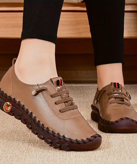 Women's / Round-Toe Flat Shoes with Spoils Accent - Casual Comfortable All-Season Sneakers, PVC Sole & Soft, Breathable for Square Dance, Casual Attire -  Upper (North America/Europe Style)