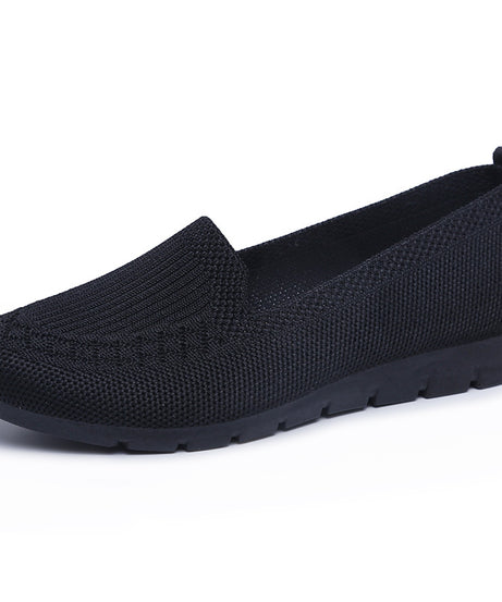 Women's Knitted Solid Color Loafers, Lightweight Non-slip Flat Slip On Shoes, Casual Walking Shoes