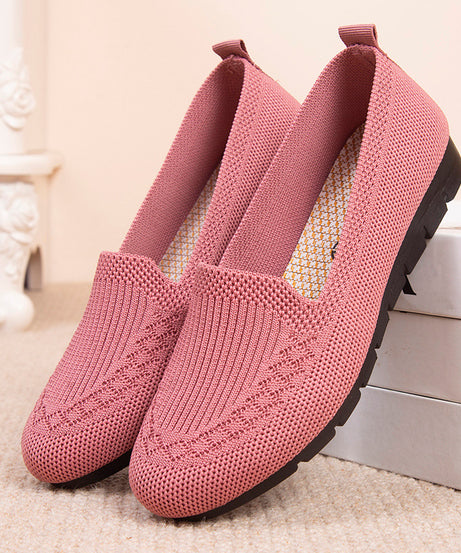Women's Knitted Solid Color Loafers, Lightweight Non-slip Flat Slip On Shoes, Casual Walking Shoes