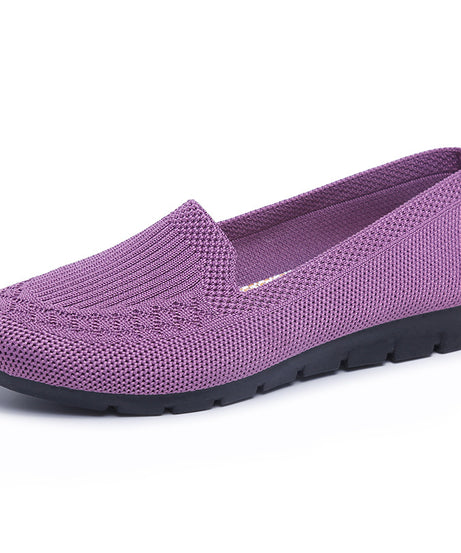 Women's Knitted Solid Color Loafers, Lightweight Non-slip Flat Slip On Shoes, Casual Walking Shoes