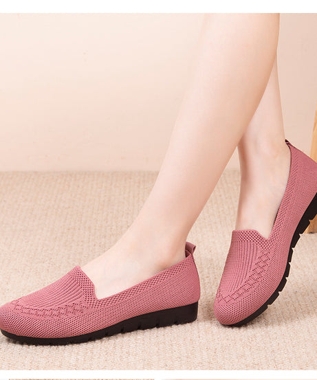 Women's Knitted Solid Color Loafers, Lightweight Non-slip Flat Slip On Shoes, Casual Walking Shoes